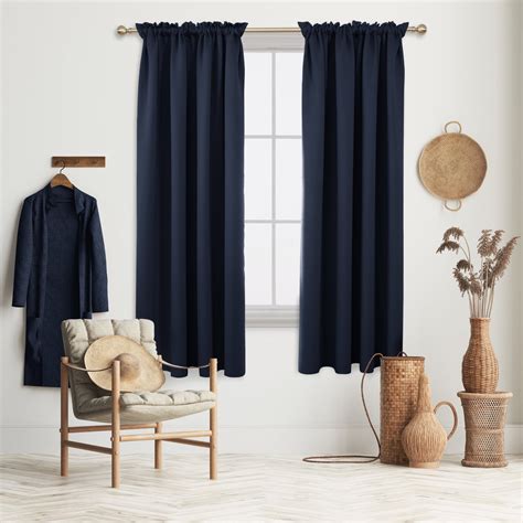 Deconovo Adjustable Single Curtain Rods (48 to 84 Inch, Black) with Silver Print Wave Dots Pattern Blackout Curtains (52W x 84L Inch, Navy Blue, 2 Panels) $47.93 $ 47. 93 $69.38 $69.38. This bundle contains 2 items.